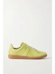 [Maison Margiela] Maison Margiela - Replica Leather And Suede Sneakers - Chartreuse - IT41 IT 41 Yellow