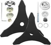 2 Set Carbon Steel Trimmer Blades with Adapter Kits,10" x 3 Teeth Brush Cutter Blades, Compatible with Hus-qvarna, Stih-l, Ore-gon, Hita-chi Brush Cutter, Weedwacker,Weed Eater Replacement Blades