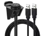 USB Panel Flush Mount Cable , Dual USB 2.0 Extension Vehicle-mounted ext cables