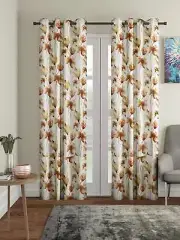 New 2 Piece Eyelet Polyester Door Curtain Set - 7 feet Brown
