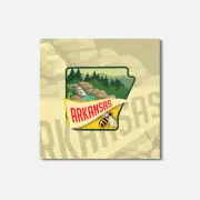 Arkansas USA State Toon 4'' X 4'' Square Wooden Coaster