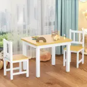 Bopeep Kids Table and 2 Chairs Set, Pine Wooden Study Play Desk Children Acti...