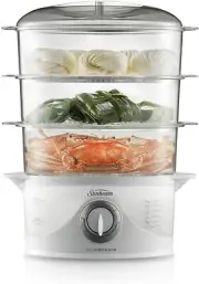 Sunbeam Vitasteam Deluxe 3 Tier Electric Food Steamer 800W 9L Capacity, White