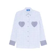 [Susanna Blu] Susanna Blu Dalia Gingham Heart-detail Shirt I NUMERIC BLUE/WHITE