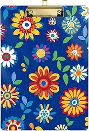 Bulk Clipboards Colorful Flowers Blue Plastic Clipboard Cardboard for Police Office Nurse Football Coaches 12 x 9 with Metal Clip