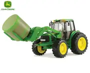 John Deere Big Farm Tractor With Front Bale Mover And Bale