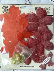 Mixed Textured FABRIC Mesh RED 12 piece Petal Pk - Make Own - 30&65mm Pet CFrnt