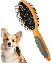 Double Coat Dog Brush | 2 in 1 Pin & Bristle Dog Brushes - Pet Shedding Brush, Portable Dog Tool, Long Hair Cat Comb for Shedding, Dirt, & Mats