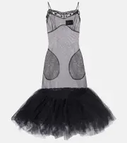 [Simone Rocha] Simone Rocha Tulle-trimmed slip dress AU 10 black