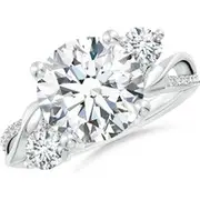 Three Stone Diamond Twisted Vine Ring