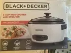 Black+Decker Rice Cooker and Rice Steamer Non-Stick Cooking Pot 6-Cup New in Box
