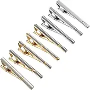 [WUSHAUALNS] Tie Clip 8-Piece Set with Box Gold-Plated Colorful Tie Clip