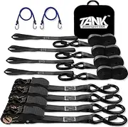 2200LB Heavy Duty Ratchet Straps, Tankpower Tie Down Straps Set for Truck ATV UTV Moving Trailer Dirt Bike Motorcycle Car Roof Rack - Black