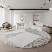 Round Short Pile Washable Rugs Living Room Area Rugs for Bedroom,Kitchen Rugs Non Slip Washable Modern Geometric Grey, Ø120cm