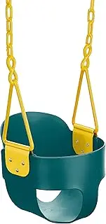 Squirrel Products High Back Full Bucket Toddler Swing with Exclusive Chain & Triangle Dip Pinch Protection Technology - Green