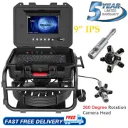 Sewer Camera 360° Rotate Dual Lens Drain Pipe Camera 9" IPS Pipeline Endoscope