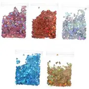 minkissy Autumn Maple Leaf Sequins Nail Glitters 5 Bags of Gradient Nail Decors