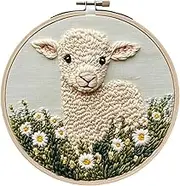 18 Cm Punch Needle Embroidery Kit with Sheep Pattern Fabric Stitching Sheep Pattern Punch Embroidery Kit Punches Stitching Kits for Kids Adults Art Crafts for Beginners Adults Kids