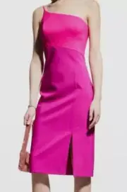 $175 Aidan BY Aidan Mattox Womens Pink Asymmetrical Sheath Dress Size 2