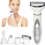 Beanify Wet & Dry Electric Razor for Women Men,4 in 1 Rechargeable Led Display Electric Shaver and Facial Hair Remover,Painless Ladies Body Razors for Nose Face Body Leg Bikini Arm Hair (Gray)
