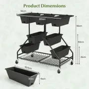 Vertical Garden Bed with 7 Planter Boxes and Storage Baskets, Mobile Design