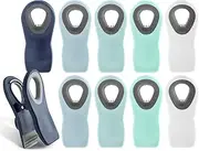[COOK WITH COLOR] 10 Pc Bag Clips with Magnet, Food Clips, Chip Clips, Bag Clips for Food Storage with Air Tight Seal Grip, Snack Bags and Food Bags (Ombre Blue, Shades of Blue, Green and White)