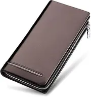 Vertical Format Coin Purse Wallet Rectangular Very Roomy Credit Card Pocket Coin Purse Long Wallet Bifold Wallet Oversized Credit Card PU Pocket,Brown