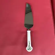 Lenox Holiday Holly Berry Cake Pie Knife Server Stainless Steel Porcelain w. Box