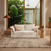 Koala Sofa Bed 2.5 Seater Double, Convertible Folding Sleeper Couch with Angled Backrest and Cushioned Armrests for Living Room, Spare Room and Guest Room, Vanilla