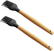 Generic 2 Pcs Wooden Handle Basting Brush for Barbecue Baking and Grilling Multi Purpose Kitchen Tool for Meats and Pastries