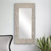 Large Decorative Mirror Grey Foam PU Frame 64x130cm Modern Home Minimalist Style
