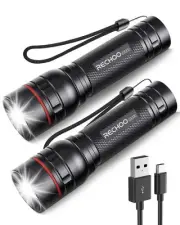 Rechargeable Flashlights High Lumens, 2 Pack G1000 Super Bright Flash Light, ...