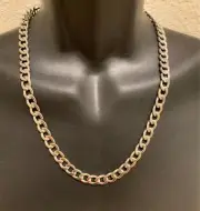 16 INCH MENS 10 MM STAINLESS STEEL SILVER PLATED CUBAN CURB CHAIN- USA SELLER