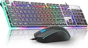 Camiysn Gaming Keyboard and Mouse, Black 104 Keys RGB and 6 Speed RGB Mouse Combo, Pudding Keycaps Silent Computer Keyboard for Computer/PC/Laptop/Mac/Windows/Office