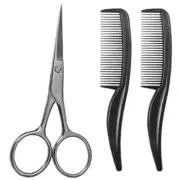 Men's Facial Hair Grooming Kit - Scissor, 2 Mustache/Beard combs #SC-9026