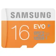 Samsung 16GB EVO Micro SD HC UHS-I Card Read Speed 48 mb/s Write Speed 19 mb/s