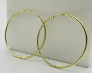 375 9ct Yellow Gold Large 40mm Round Sleeper Earring Brand New PAIR
