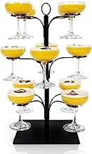 Ksestor Cocktail Tree Stand - Holds 12 Glasses, Compatible with Champagne Glasses up to 9" Tall - Drink Tree and Champagne Tower Stand
