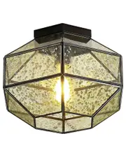JONATHAN Y Evelyn 12In 1-Light Vintage Farmhouse Iron/Glass LED Flush Mount
