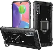 Case for Samsung Galaxy A70/A70S,Soft TPU Bumper Shockproof Scratch-Resistant Protective Back Cover with 360° Rotation Ring Holder Kickstand,Black