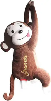 Car Tissue Box Holder, Cute Tissue Box Monkey Shape Household Tissue Dispenser napkin holder For Car Hanging Type Unique Tissue BoxCoffee-2