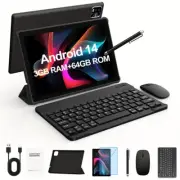 10.1" Android 14 Tablet 64GB Quad-Core with Case, Stylus, Mouse & Keyboard