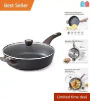 12 Inch Nonstick Frying Pan with Lid - Induction-Compatible, Healthy & Safe