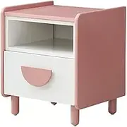 Cute Pink and White Bedside Table Suitable for Girls Room 15.7×14.5×18.5 Inches