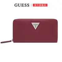 在飛比找momo購物網優惠-【GUESS】經典LOGO皮革拉鍊長夾(兩色任選)