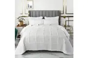 100% Cotton Lightly Quilted Coverlet Set Rosetta White Queen