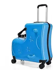 [Generic] Riding Suitcase for Kids | 3-Digit Password Lock Toddler Carry Luggage,20in Trolley Case with Seat Belts, Handlebars, Pedals, Silent Wheels for Boys