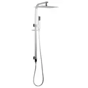 Chrome Bath Square 10'' Ultrathin Rainfall Shower Head Solid Brass Handheld Set Gooseneck Arm Wall Rail Diverter WELS