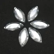 50 Clear Flatback Acrylic Big Sewing Rhinestone Horse Eye Sew On Beads 12X25mm