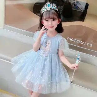 Katun 冰雪奇緣絲帶連衣裙女孩棉質兒童公主 Elsa 衣服